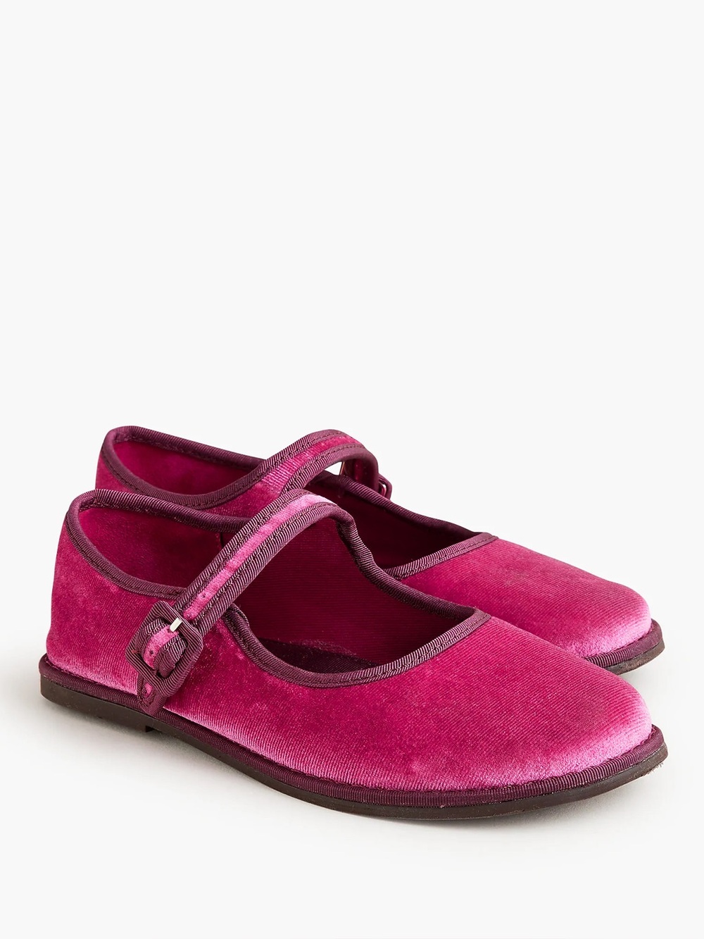 J. Crew Girls Dusty Red Velvet Mary Jane Flats